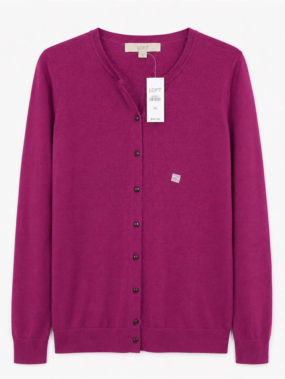 LOFT Fuchsia Button Front Cardigan Sweater | XL | Lightweight Layering Essential